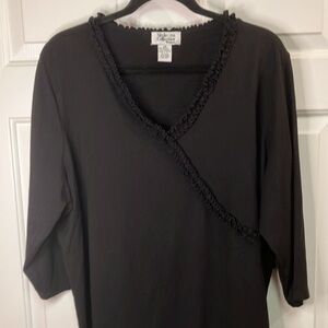 Style & Co. Women’s Flattering Black Ruffled V-neck Surplice Top Size 2X